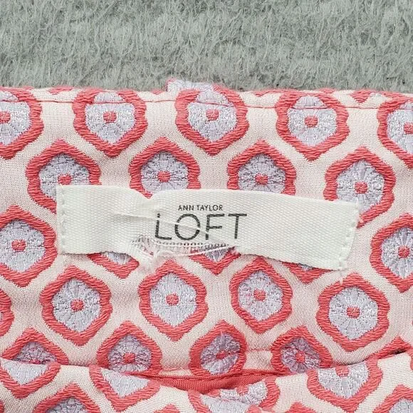 LOFT Ann Taylor Riviera Shorts Womens Multi Geometric Flat Front Slash Pockets - Picture 6 of 6